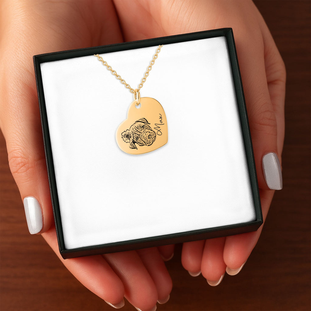 Collier Cœur Personnalisé PAWLIA — Portrait ou Empreinte