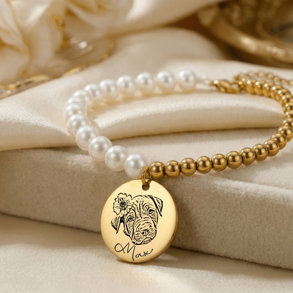 Bracelet Nacre Personnalisé PAWLIA — Portrait ou Empreinte