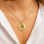Collier Pièce Pierre de Naissance Personnalisé PAWLIA — Portrait ou Empreinte