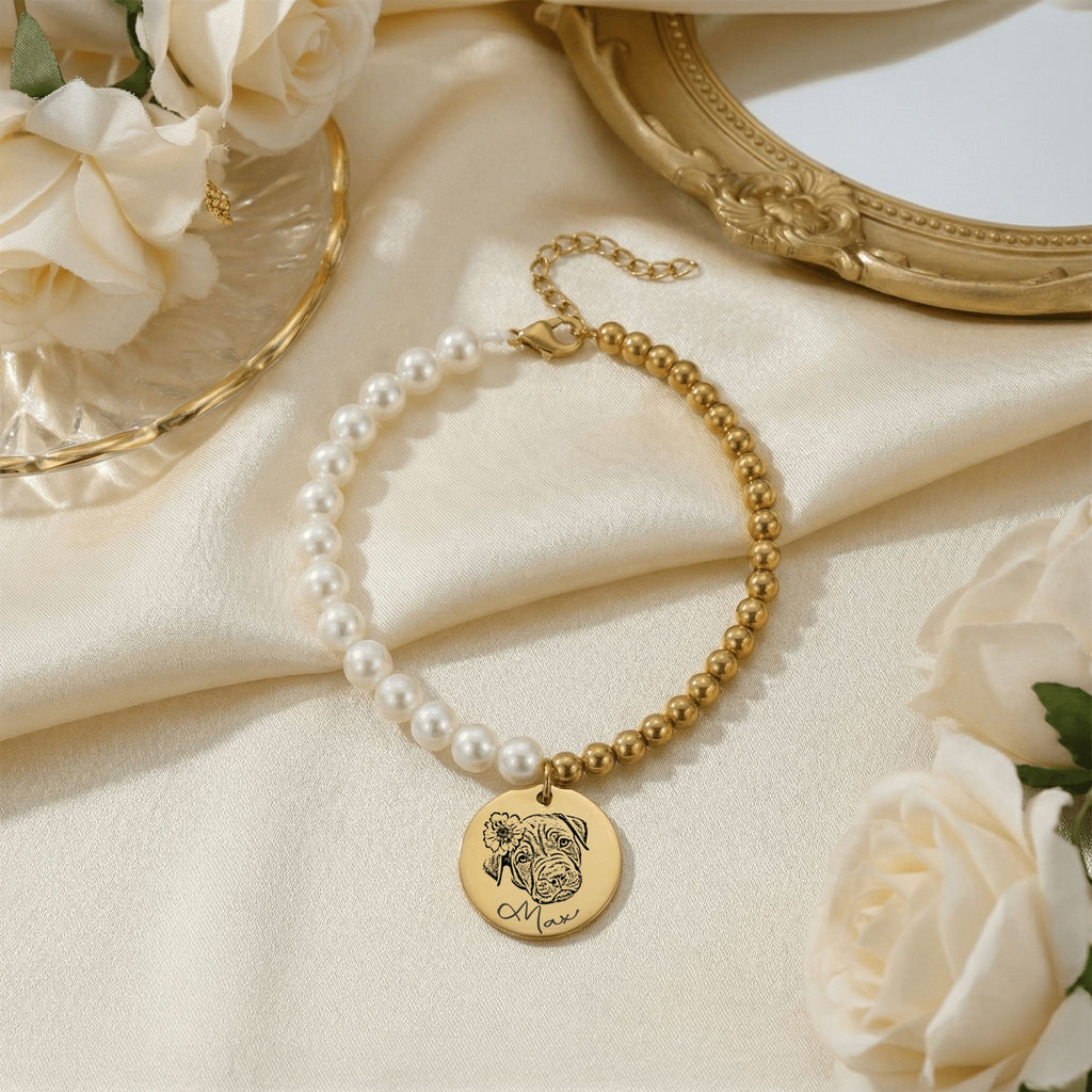 Bracelet Nacre Personnalisé PAWLIA — Portrait ou Empreinte