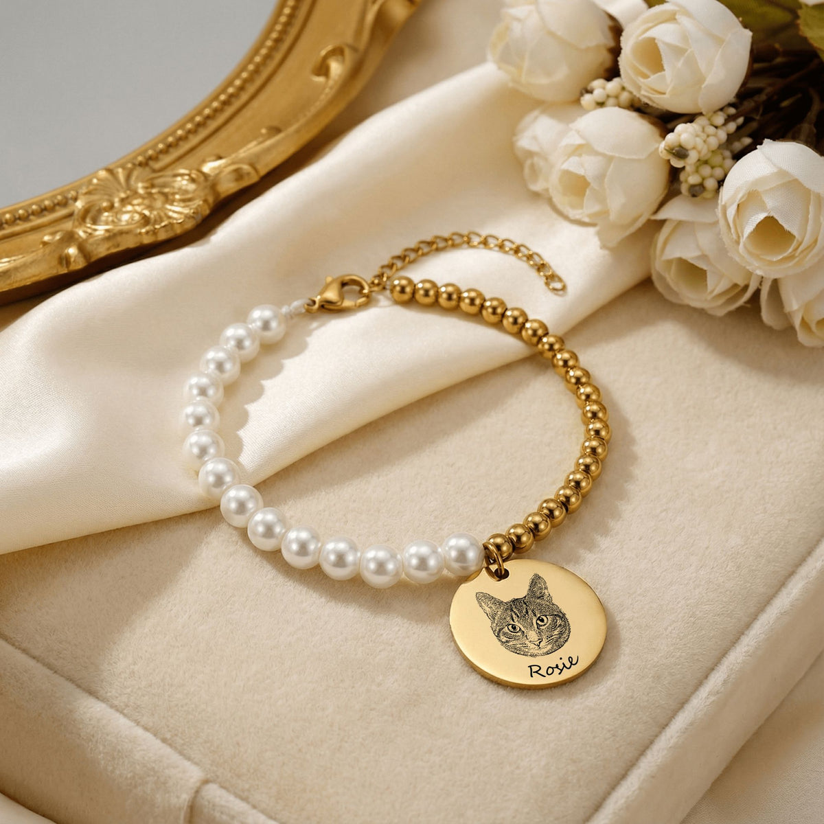 Bracelet Nacre Personnalisé PAWLIA — Portrait ou Empreinte
