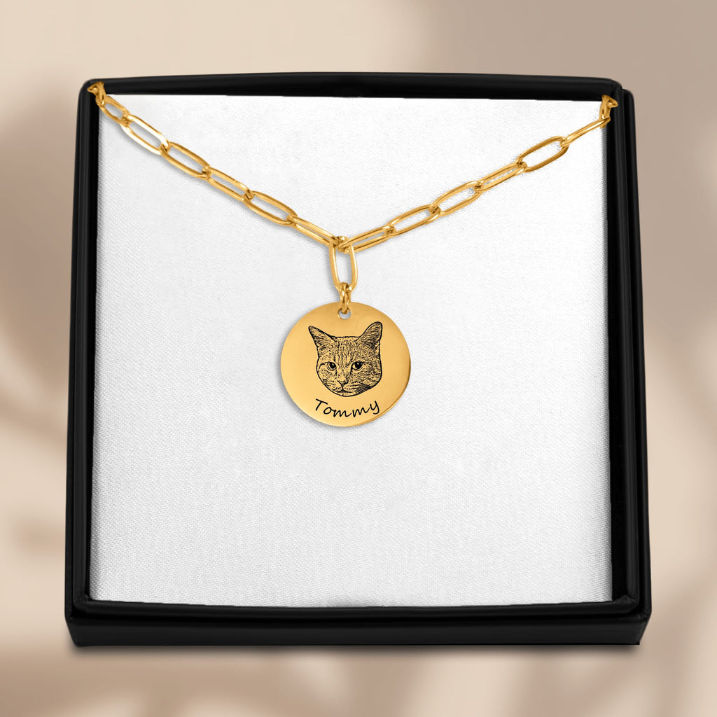 Collier Trombone et Pièce Personnalisé PAWLIA — Portrait ou Empreinte