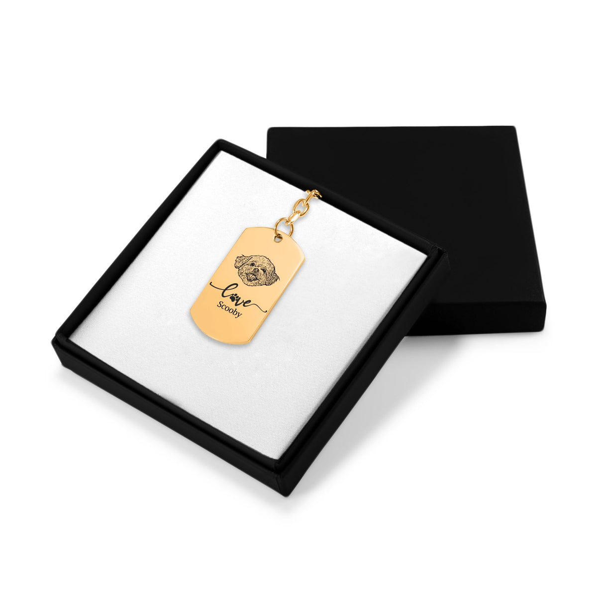 Porte-clés Étiquette Personnalisé PAWLIA — Portrait ou Empreinte