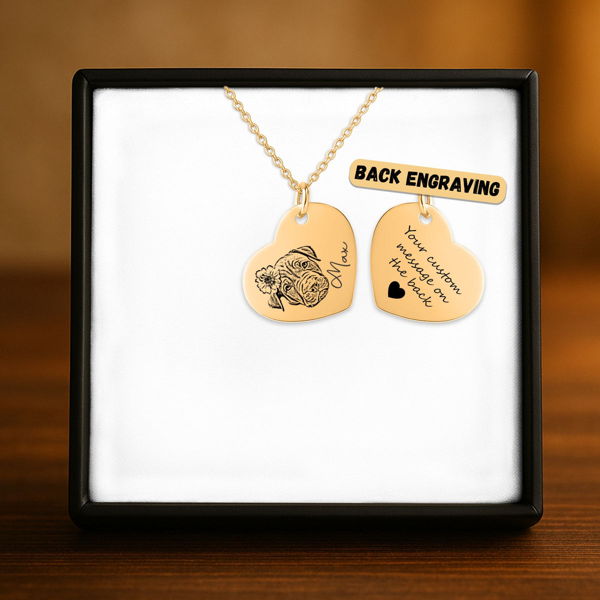 Collier Cœur Personnalisé PAWLIA — Portrait ou Empreinte