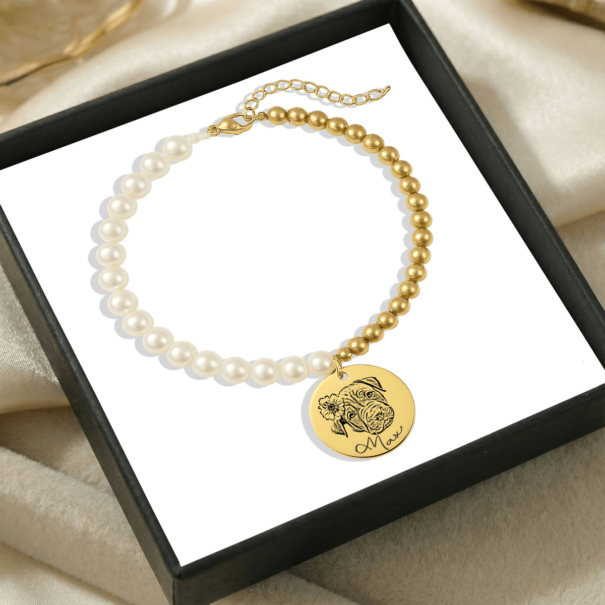 Bracelet Nacre Personnalisé PAWLIA — Portrait ou Empreinte