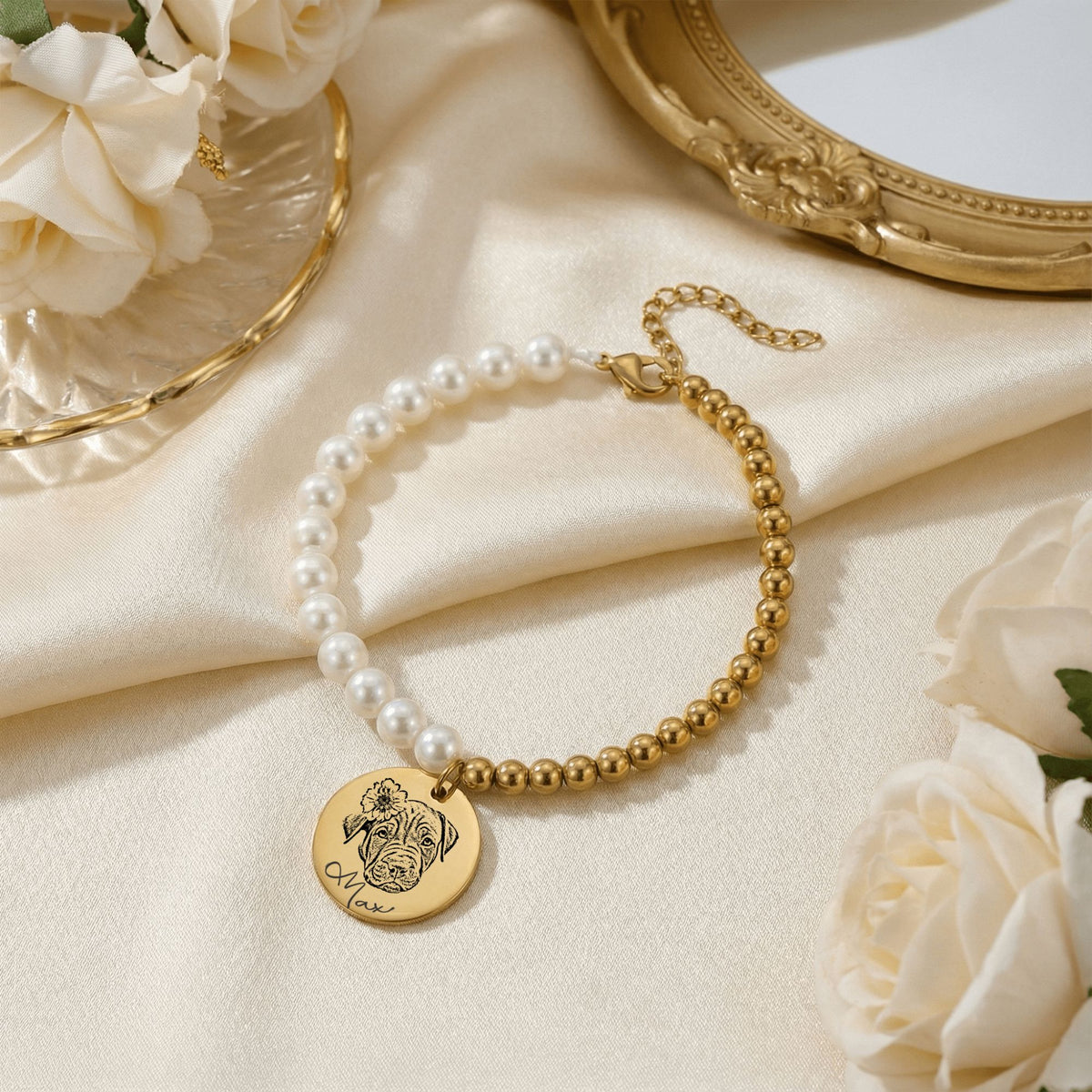 Bracelet Nacre Personnalisé PAWLIA — Portrait ou Empreinte