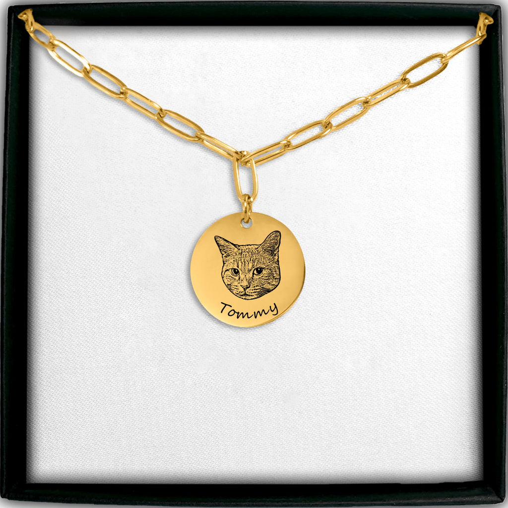 Collier Trombone et Pièce Personnalisé PAWLIA — Portrait ou Empreinte