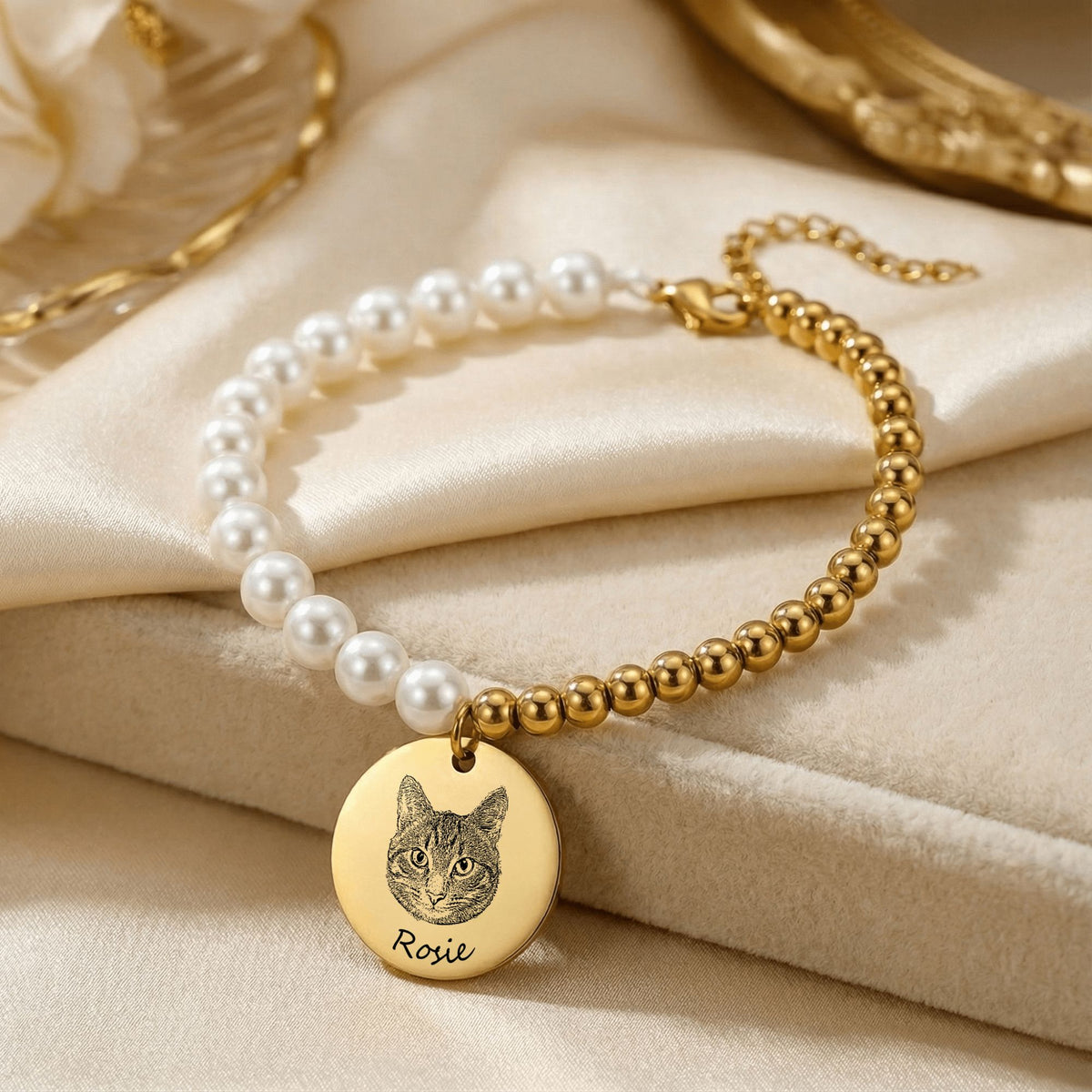 Bracelet Nacre Personnalisé PAWLIA — Portrait ou Empreinte