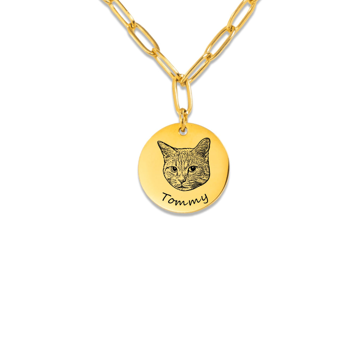 Collier Trombone et Pièce Personnalisé PAWLIA — Portrait ou Empreinte