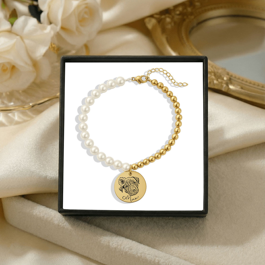 Bracelet Nacre Personnalisé PAWLIA — Portrait ou Empreinte