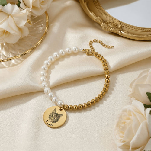 Bracelet Nacre Personnalisé PAWLIA — Portrait ou Empreinte