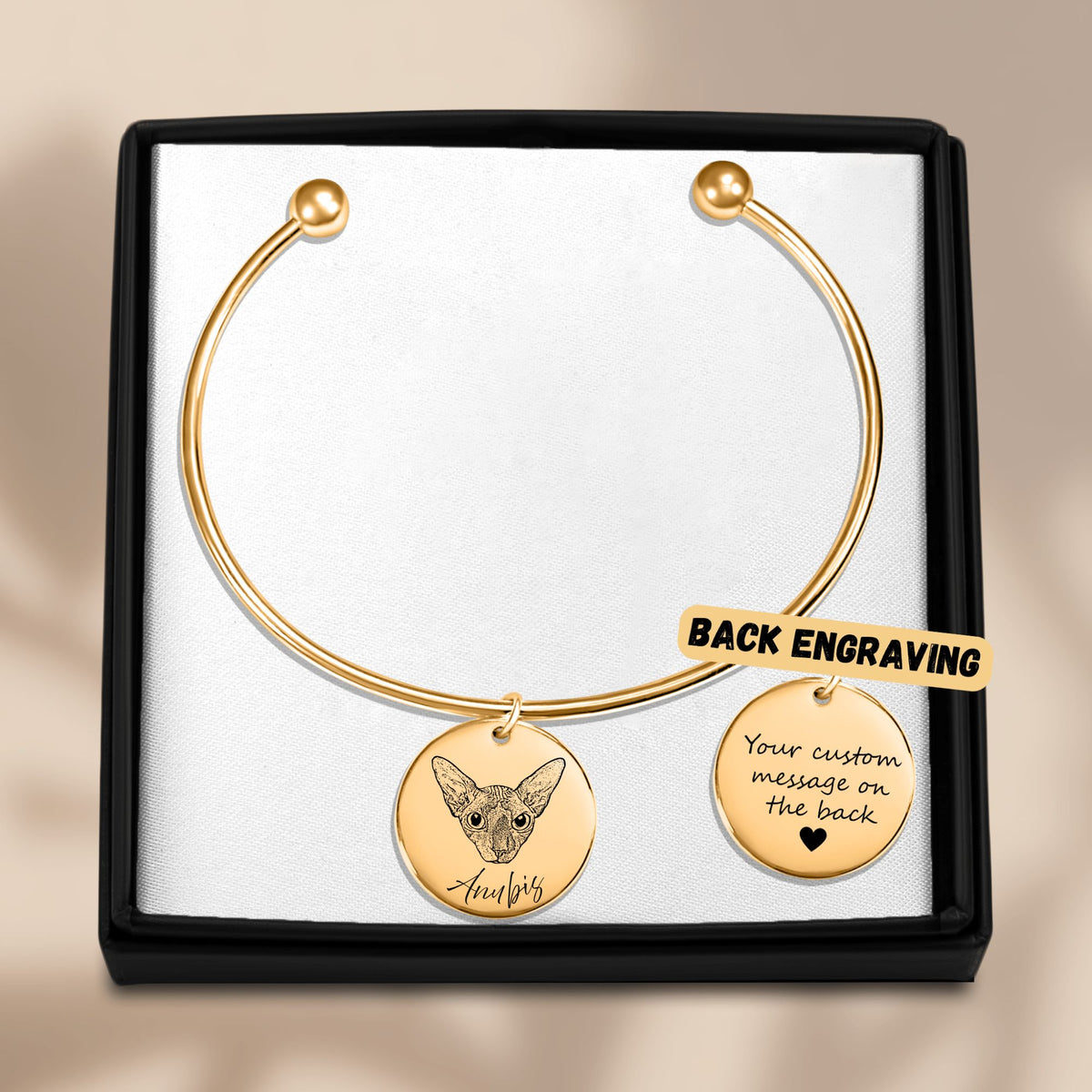Bracelet Jonc Personnalisé PAWLIA — Portrait ou Empreinte