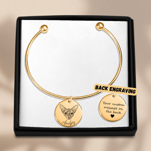 Bracelet Jonc Personnalisé PAWLIA — Portrait ou Empreinte