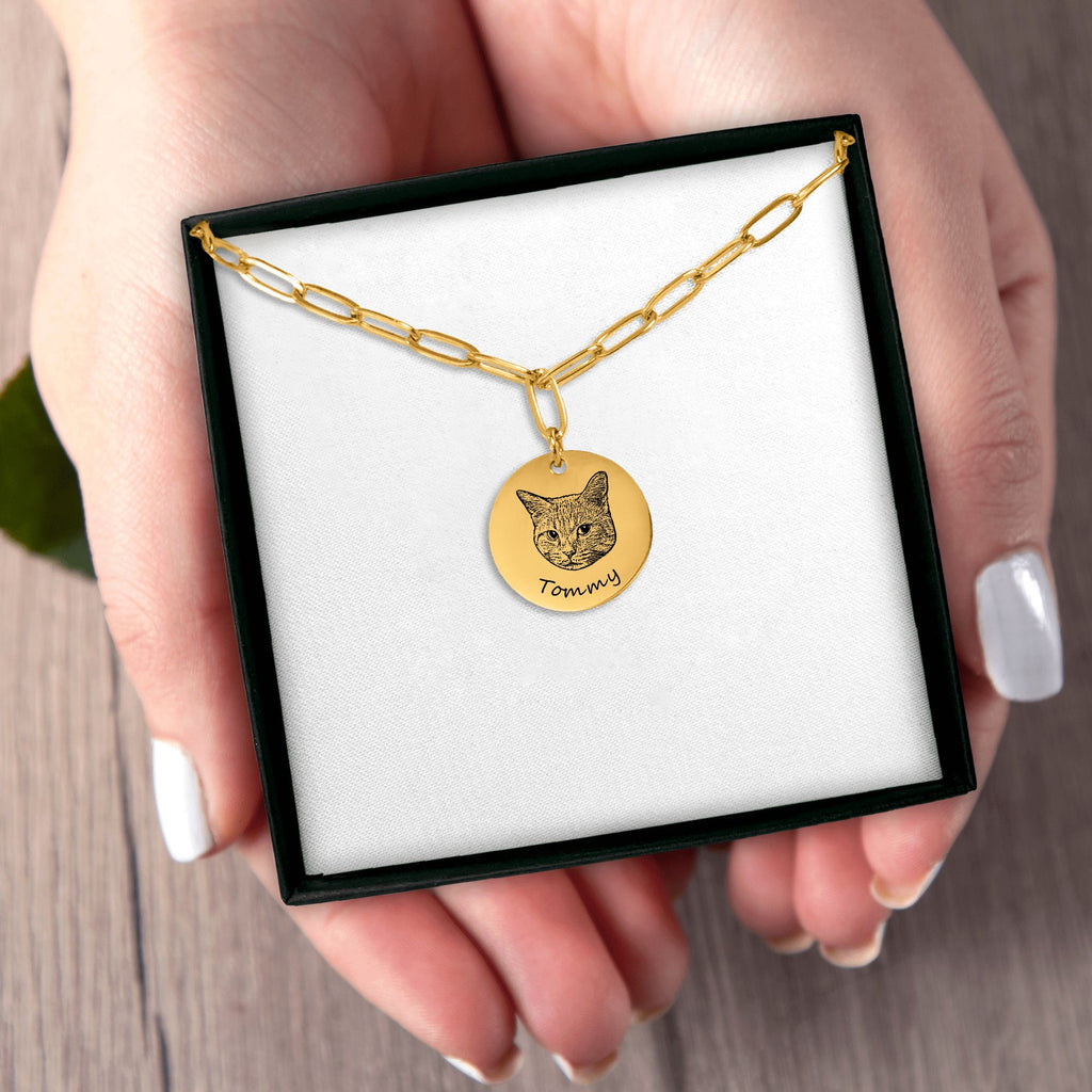 Collier Trombone et Pièce Personnalisé PAWLIA — Portrait ou Empreinte